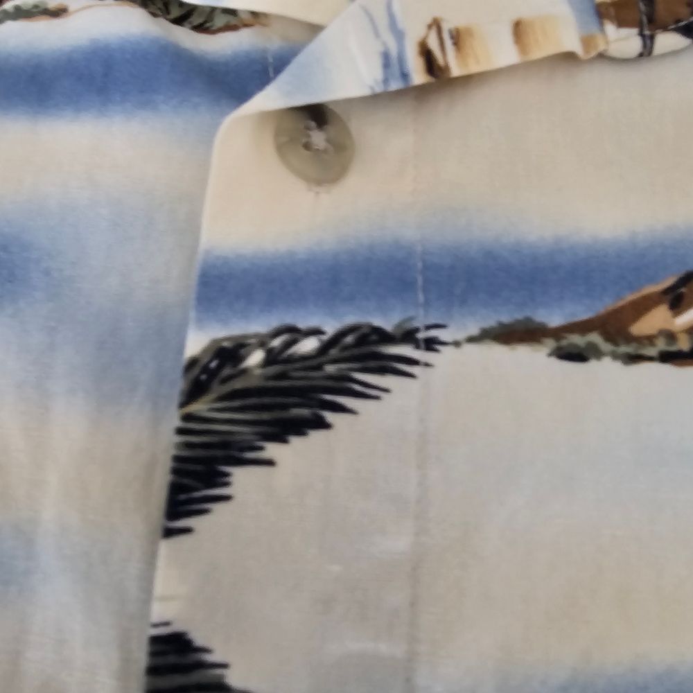 Vintage 90s Pierre Cardin Blue and White Tropical Men's Shirt - Picture 6 of 6